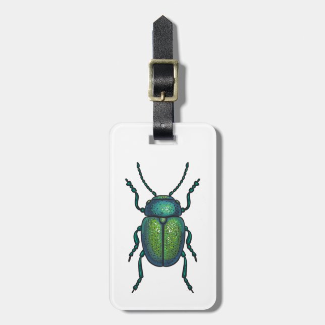 The tansy beetle luggage tag (Front Vertical)