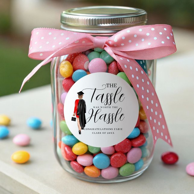 The tassle worth the hassle graduation party Favou Classic Round Sticker (Creator Uploaded)