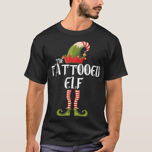 the tatooed elf family elf matching christmas T-Shirt (Front)