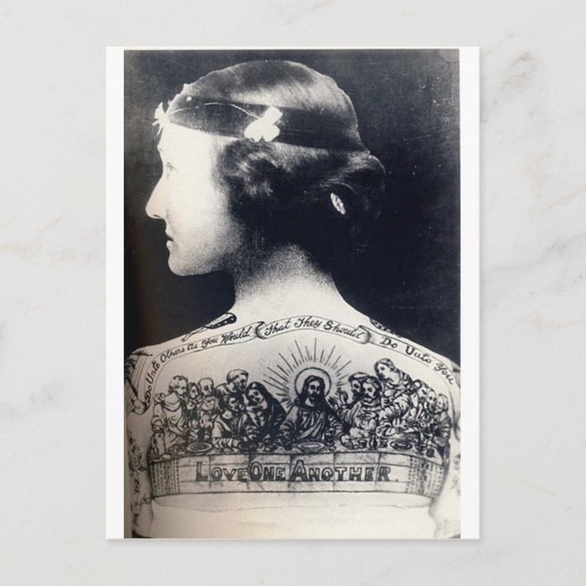 The tattooed flapper - love one another postcard (Front)