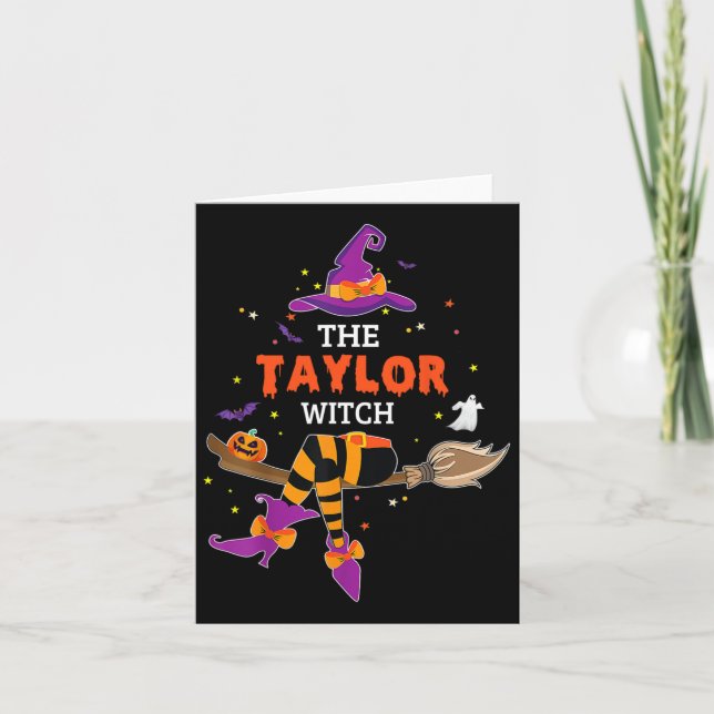 The Taylor Witch Hat Halloween Ghost Surname First Card (Front)