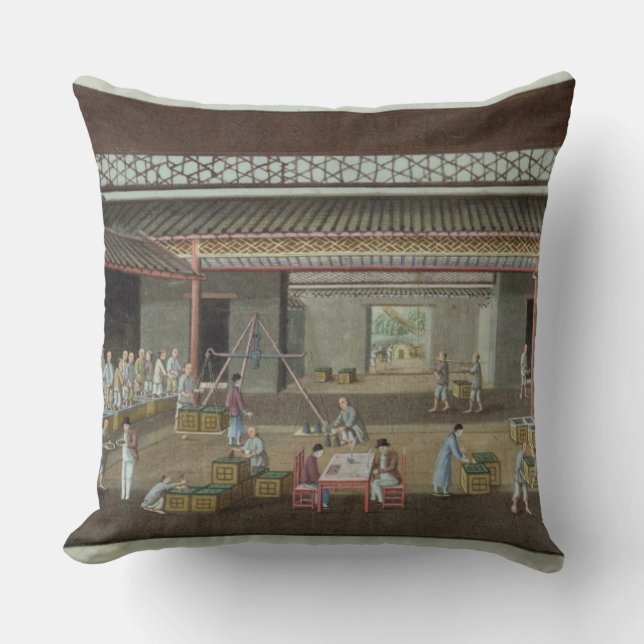 The Tea Depot (gouache on silk) Cushion (Front)