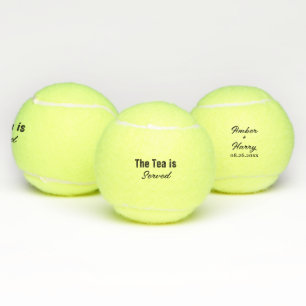 The Tea Is Served Funny Pun Monogram & Name Tennis Balls