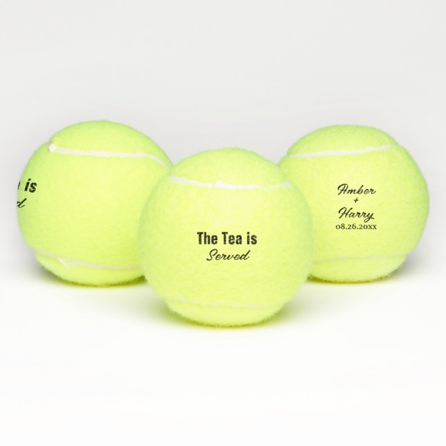 The Tea Is Served Funny Pun Monogram & Name Tennis Balls (Multi)