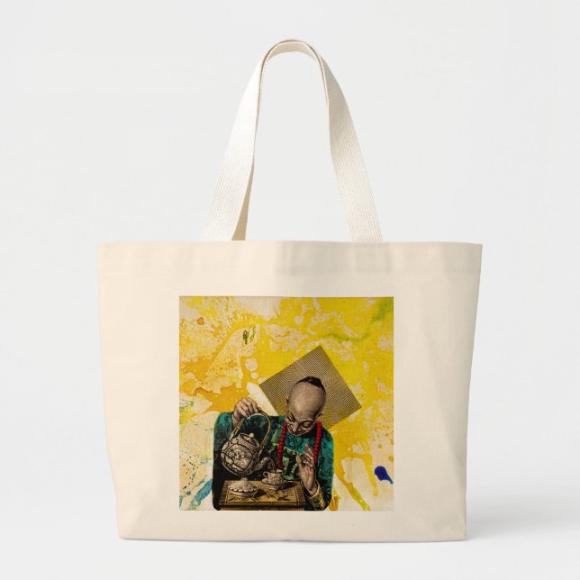 The Tea Man by Michael Moffa Large Tote Bag (Front)