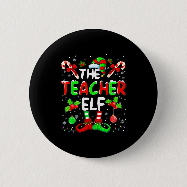The Teacher Elf Costume Pajamas Pjs Christmas Xmas 6 Cm Round Badge (Front)