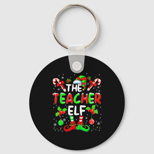 The Teacher Elf Costume Pajamas Pjs Christmas Xmas Key Ring (Front)