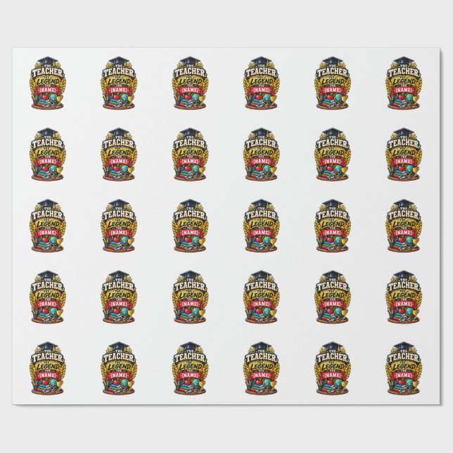 The Teacher The Legend Personalised Educator  Wrapping Paper (Flat)