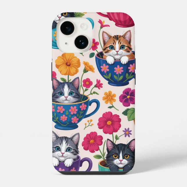 The Teacup Kittens & Blooms iPhone Case (Back)