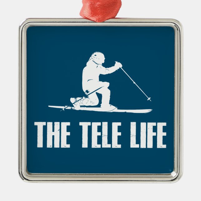 The Telemark Ski Life Metal Tree Decoration (Front)
