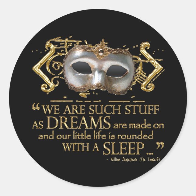 The Tempest Quote (Gold Version) Classic Round Sticker (Front)
