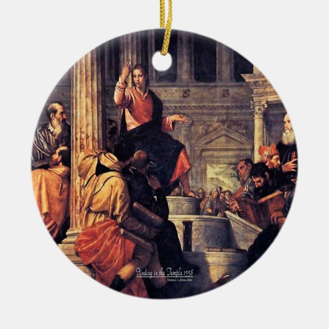 The Temple Finding 1558 Scripture Ceramic Tree Decoration (Front)