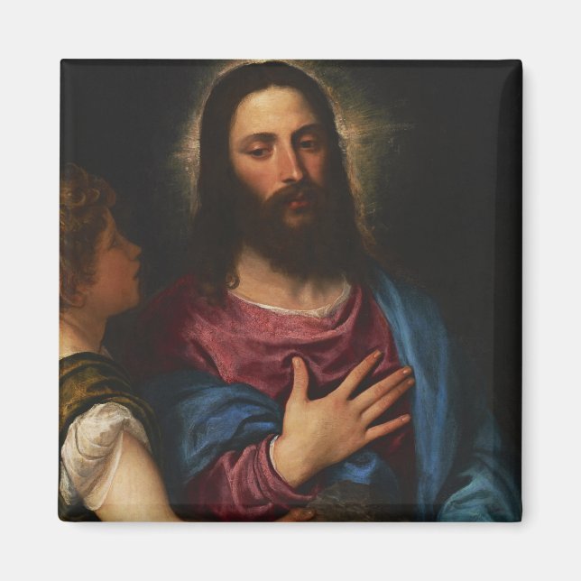The Temptation of Christ, Titian  Magnet (Front)