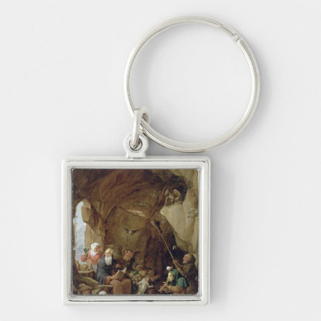 The Temptation of St. Anthony in a Rocky Cavern Key Ring (Front)