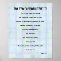 The Ten Commandments - Blue Grid Poster