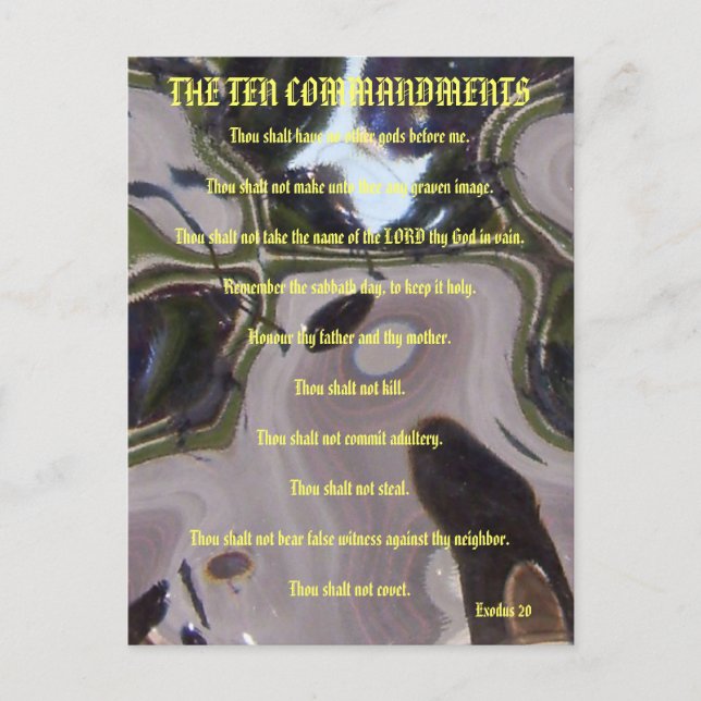 The Ten Commandments Brown Glass Postcard (Front)