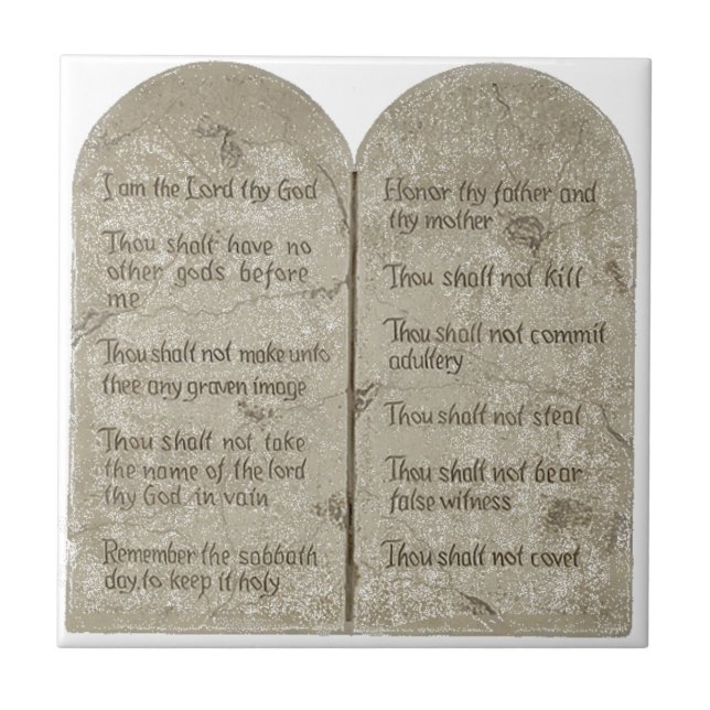 The Ten Commandments Ceramic Photo Tile (Front)