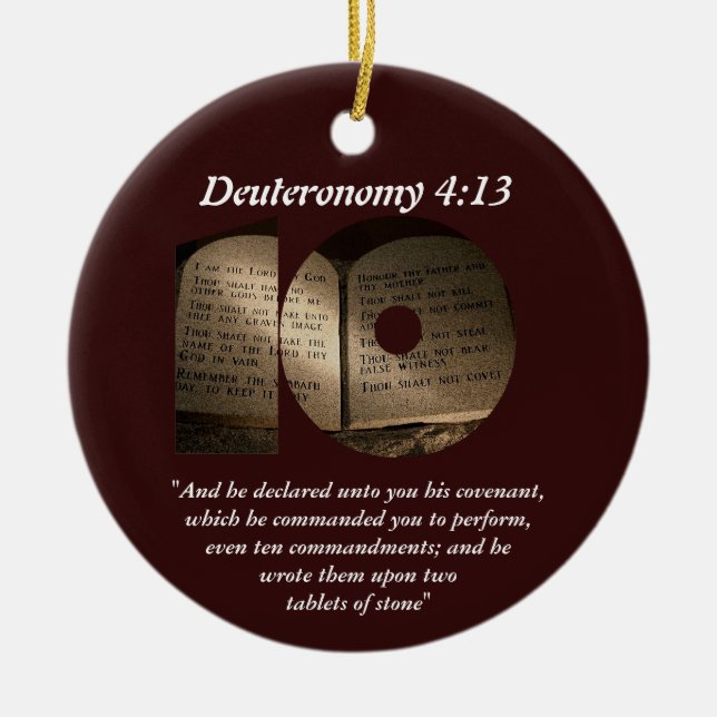 The Ten Commandments Ceramic Tree Decoration (Front)