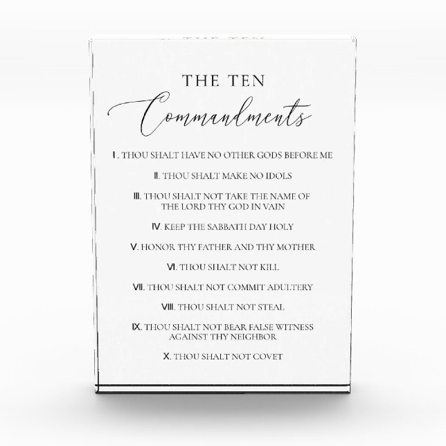 The Ten Commandments Christian Bible Verse Church  Photo Block (Front)