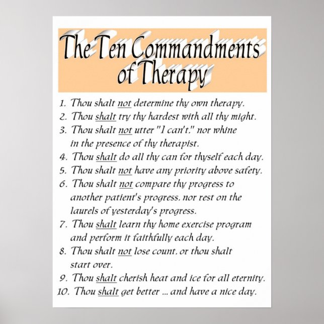 The Ten Commandments of Therapy Poster (Front)