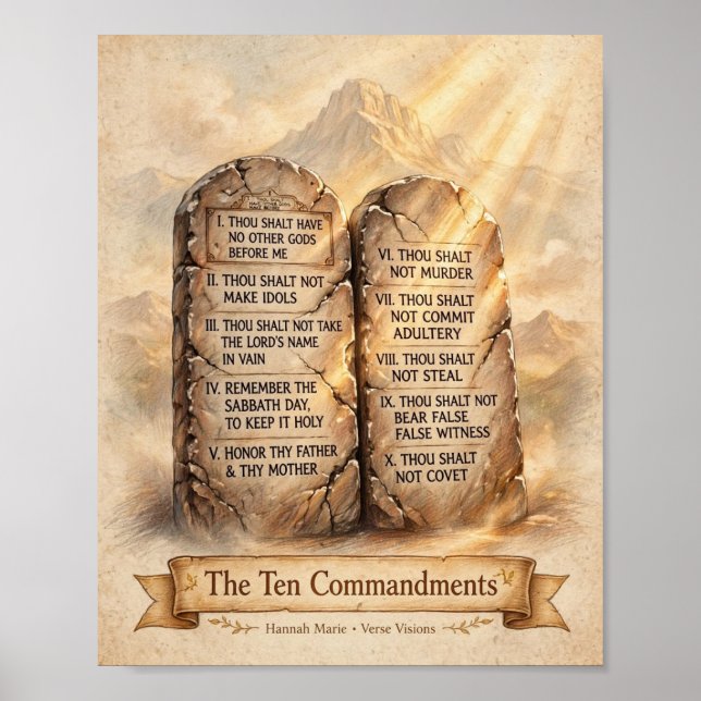 The Ten Commandments Poster - Classic Stone Tablet (Front)