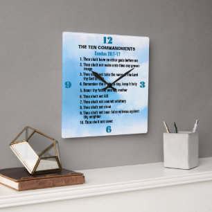 The Ten Commandments Square Wall Clock