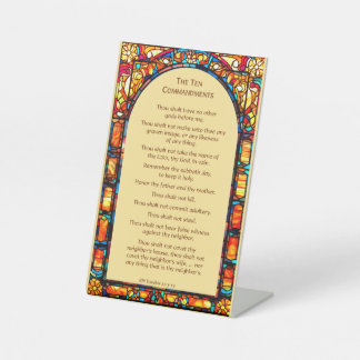 The Ten Commandments Tabletop Pedestal Sign
