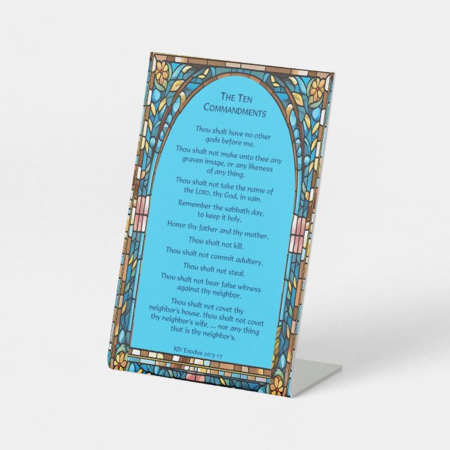 The Ten Commandments Tabletop Pedestal Sign (Front)