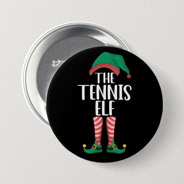 The Tennis Elf Matching Family Group Christmas 7.5 Cm Round Badge (Front & Back)