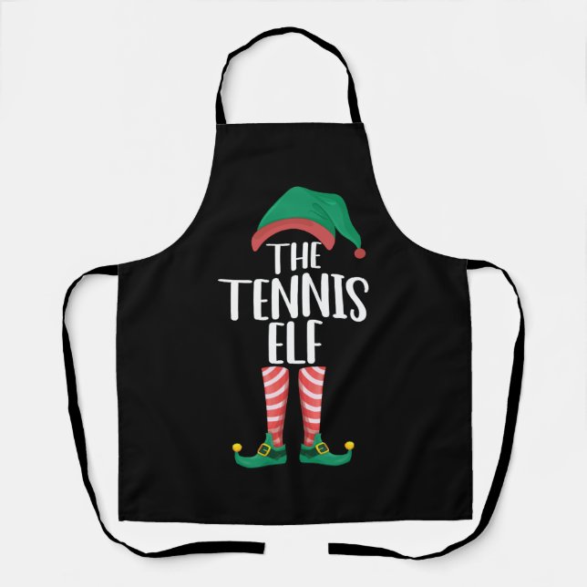 The Tennis Elf Matching Family Group Christmas Apron (Front)