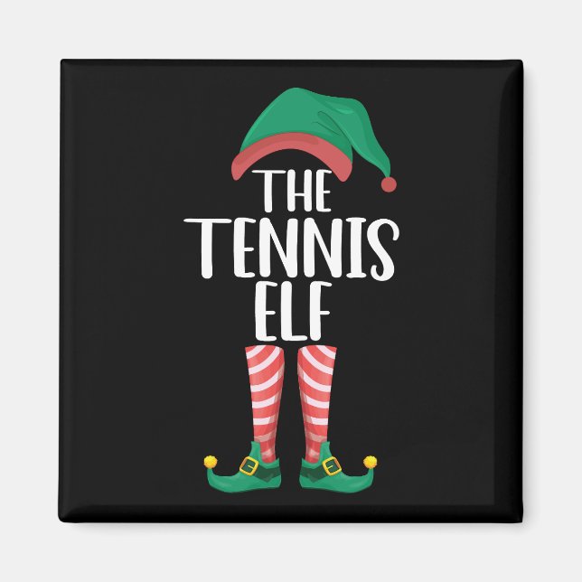 The Tennis Elf Matching Family Group Christmas Magnet (Front)