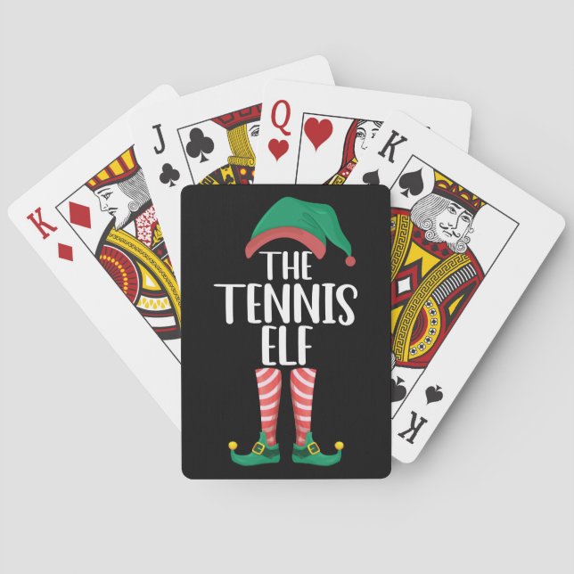 The Tennis Elf Matching Family Group Christmas Playing Cards (Back)