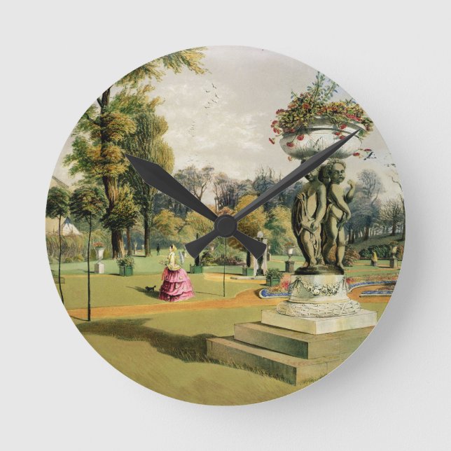 The Terrace Garden, Woburn Abbey (chromolitho) Round Clock (Front)