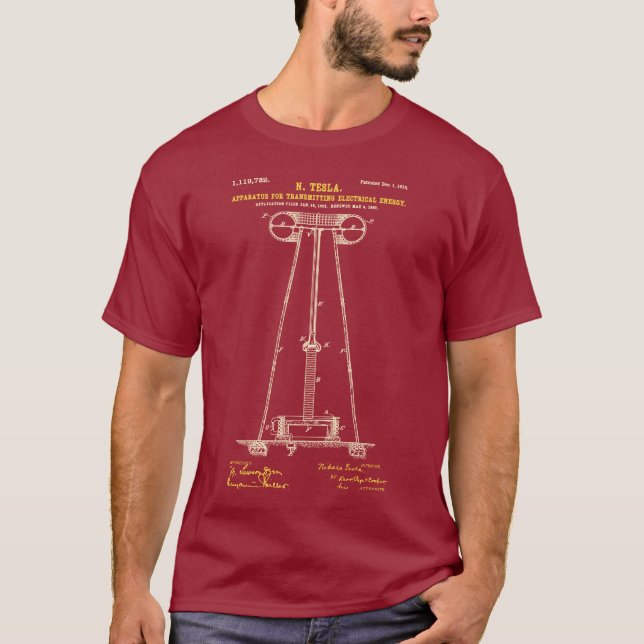 The Tesla Coil Maroon T-Shirt (Front)
