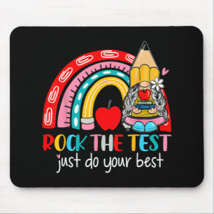 The Test Funny Teacher Testing Day Rainbow Gnomes Mouse Pad