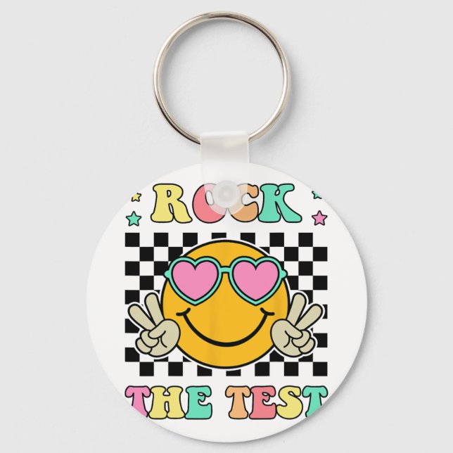 The Test Groovy Happy Testing Day For Teacher Stud Key Ring (Front)
