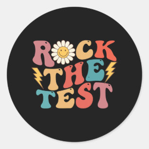 The Test Retro Groovy Teacher Test Day Testing Day Classic Round Sticker