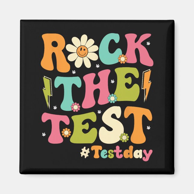The Test Retro Groovy Teacher Test Day Testing Day Magnet (Front)