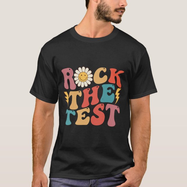 The Test Retro Groovy Teacher Test Day Testing Day T-Shirt (Front)