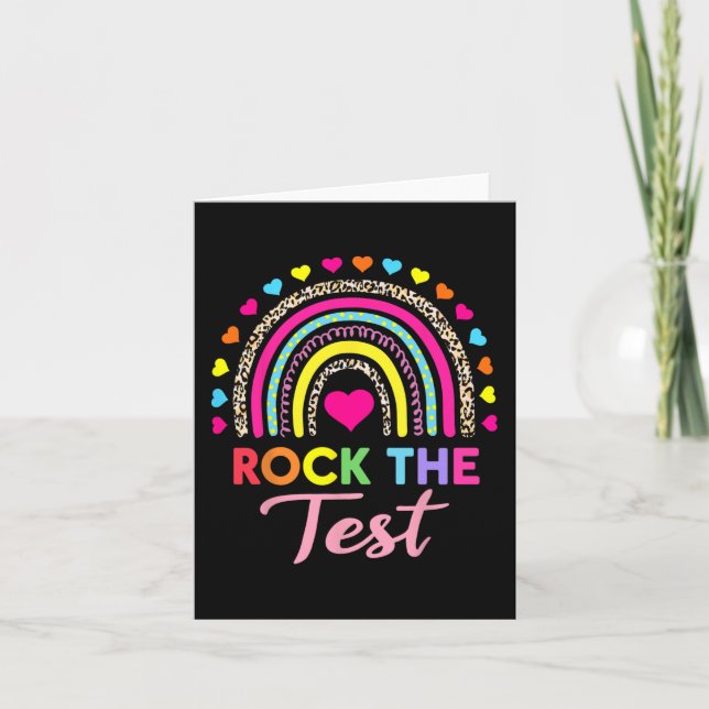 The Test Test Day Teacher Testing Day Rainbow Leop Card (Front)
