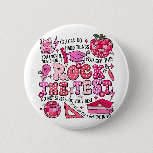 The Test Testing Day Don't Stress Do Your Best Tea 6 Cm Round Badge (Front)