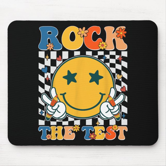 The Test Testing Day Retro Groovy Teacher Student  Mouse Pad (Front)
