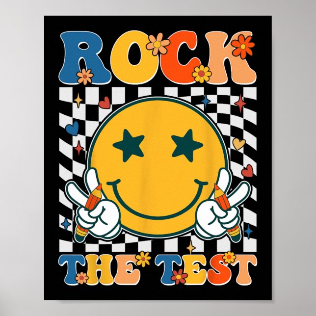 The Test Testing Day Retro Groovy Teacher Student  Poster (Front)