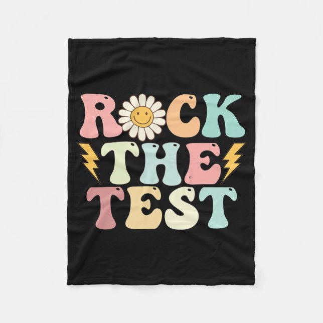 The Test Testing Day Retro Groovy Teacher Test Day Fleece Blanket (Front)