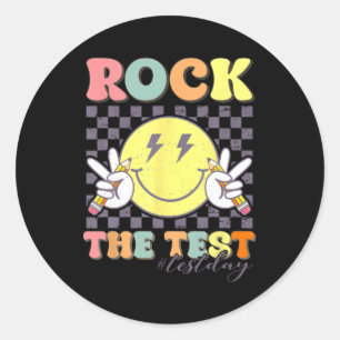 The Test Testing Day Retro Motivational Teacher St Classic Round Sticker
