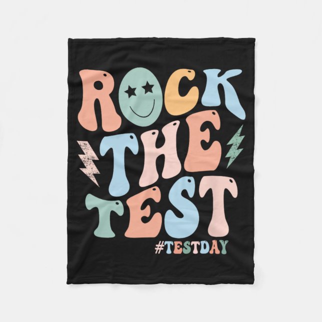 The Test Testing Day Retro Motivational Teacher St Fleece Blanket (Front)