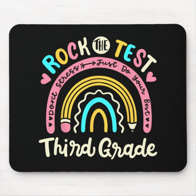 The Test Third Grade Rainbow Test Day Teacher Stud Mouse Pad (Front)