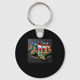 The Texas State In Usa Sticker Key Ring