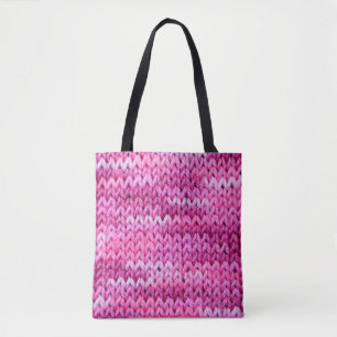 the texture of the knitted fabric with striped pat tote bag