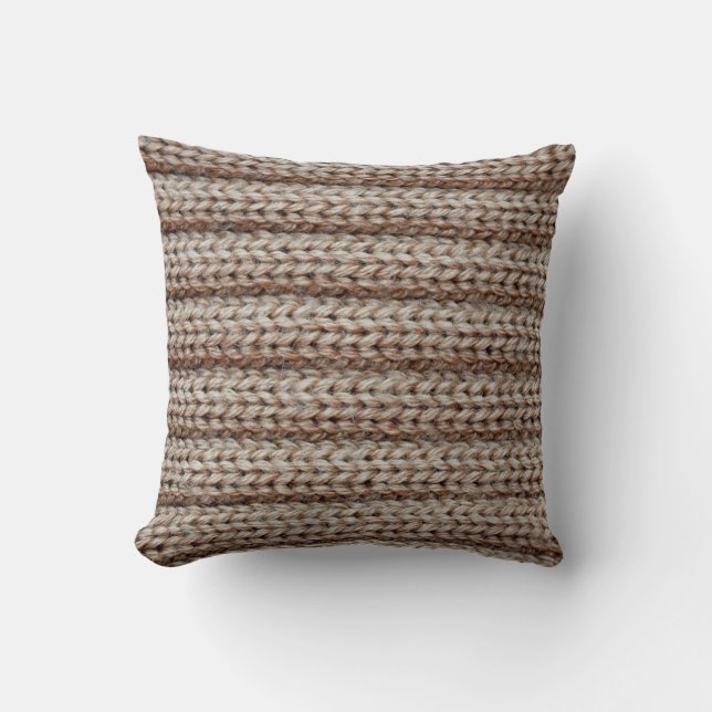 the texture of the plain knitted fabric , brown cushion (Front)